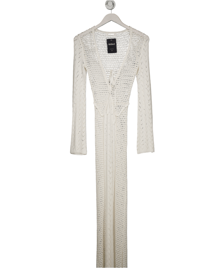 4th & Reckless White Cream Knit Panelled Crochet Maxi Dress - Chloe UK 6 - Reliked