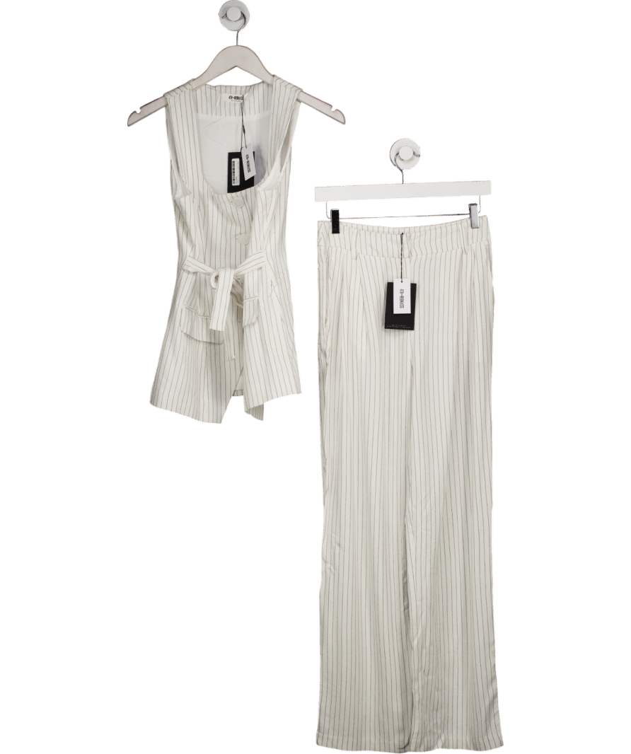 4th & Reckless White Pinstripe Halter Neck Tailored Waistcoat And UK 6 - Reliked