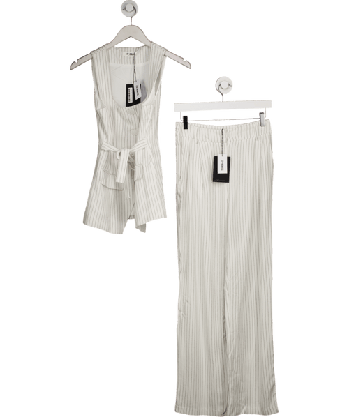 4th & Reckless White Pinstripe Halter Neck Tailored Waistcoat And UK 6 - Reliked