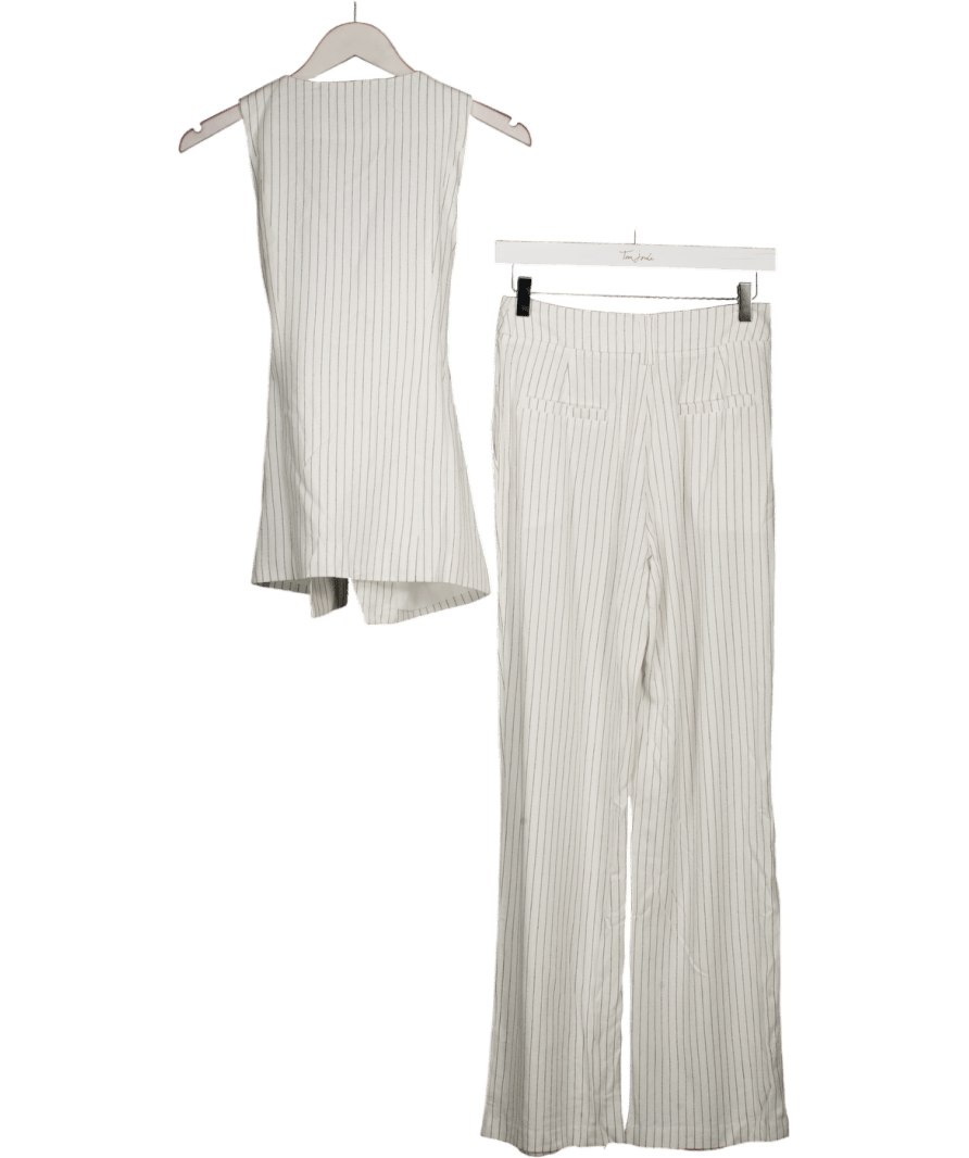 4th & Reckless White Pinstripe Halter Neck Tailored Waistcoat And UK 6 - Reliked