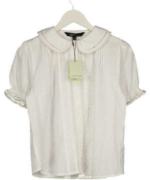 Nobody's Child White Broderie Anglaise Peter Pan Collar Blouse UK 8