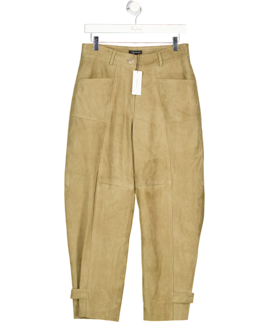 Karen Millen Olive Green Real Suede Utility Trousers UK 10