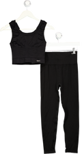 SEFI Black 2-piece Actiivewear Leggings And Bra Top UK S/M