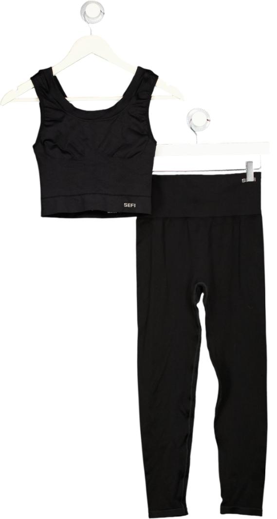 SEFI Black 2-piece Actiivewear Leggings And Bra Top UK S/M
