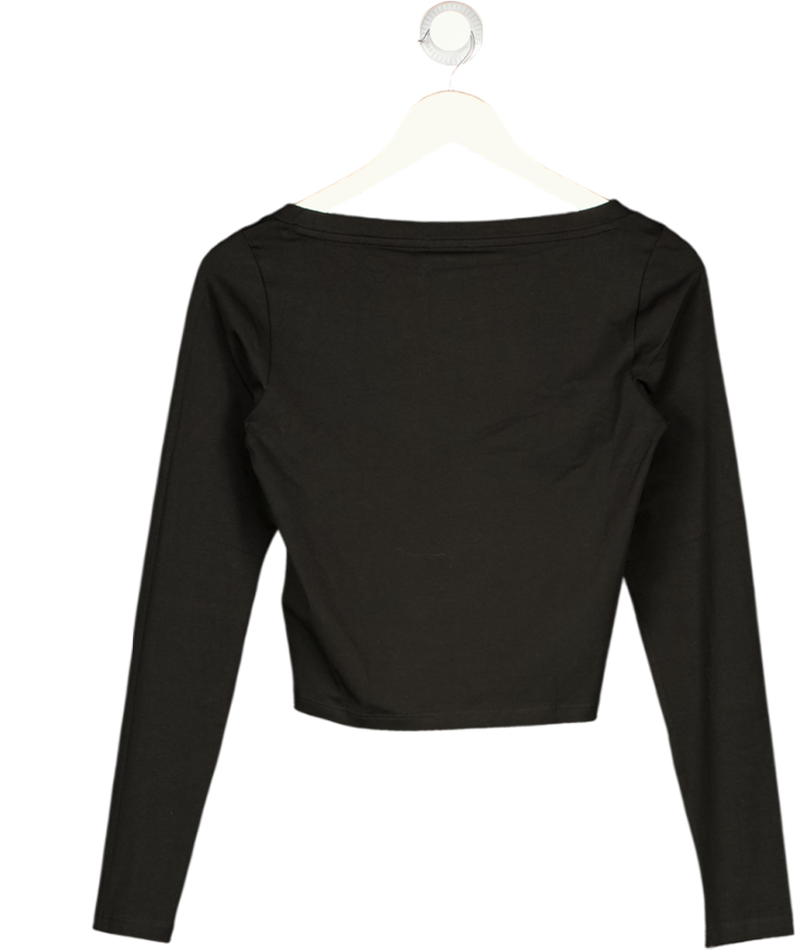 ORGANIC BASICS Black Cotton Modal / Tencel  Everyday Scoop Neck Long Sleeve Tee UK S