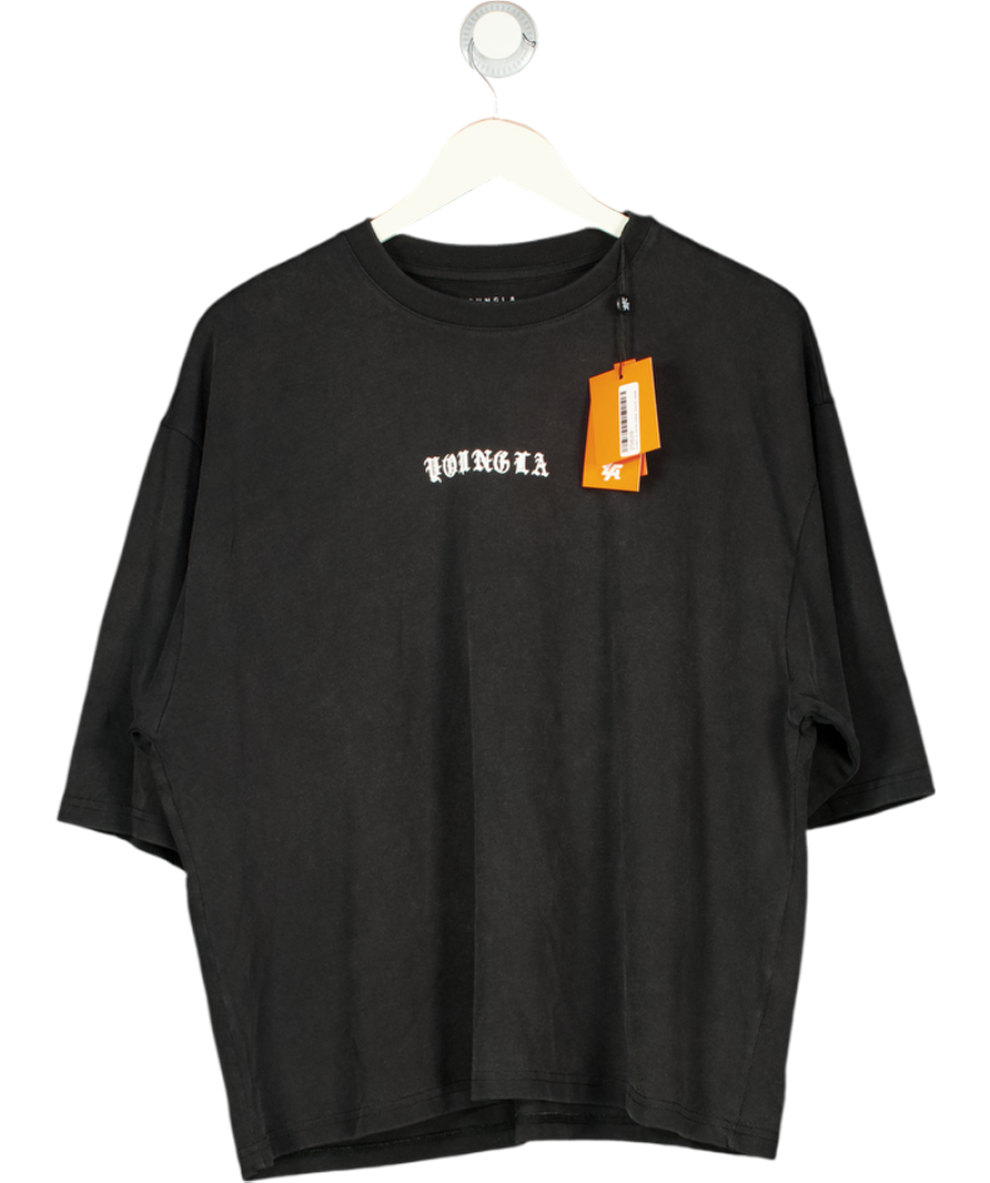 Young LA Black Simple Boxy Tee UK L
