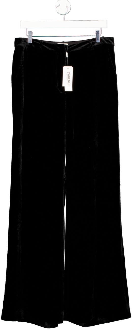 L'agence Black Pilar Velvet Wide-leg Trousers Us10 UK 14