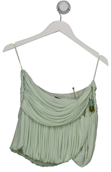 Christopher Esber Green Embellished Cutout Ruched Jersey Mini Skirt UK 8