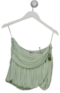 Christopher Esber Green Embellished Cutout Ruched Jersey Mini Skirt UK 8