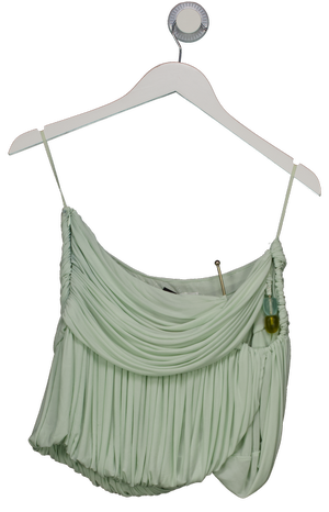 Christopher Esber Green Embellished Cutout Ruched Jersey Mini Skirt UK 8