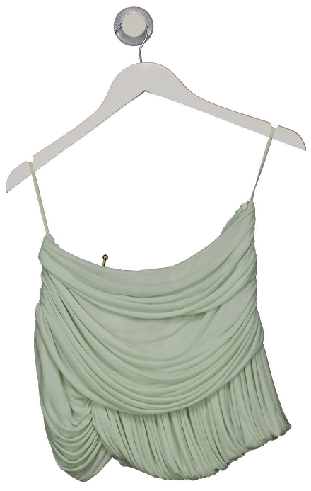 Christopher Esber Green Embellished Cutout Ruched Jersey Mini Skirt UK 8