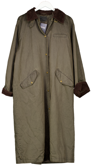 ZARA Grey Waxed Trench Coat With Corduroy Collar UK M/L