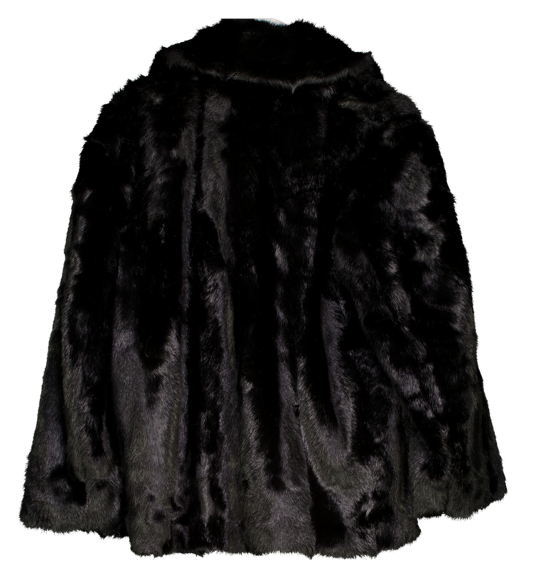 By Malina Black Danyelle Buckled Faux Fur Jacket UK XS