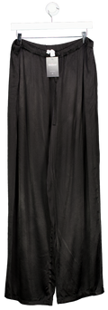 ghost Black Satin Drawstring Wide Leg Trousers UK XXL
