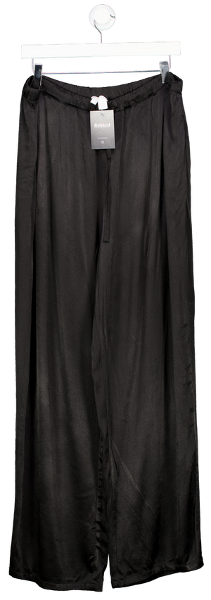 ghost Black Satin Drawstring Wide Leg Trousers UK XXL