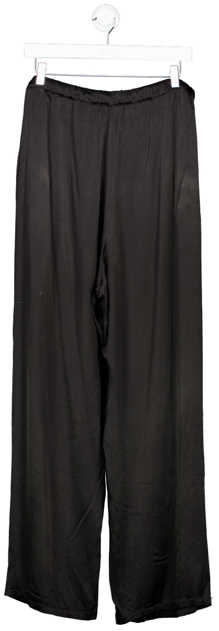 ghost Black Satin Drawstring Wide Leg Trousers UK XXL