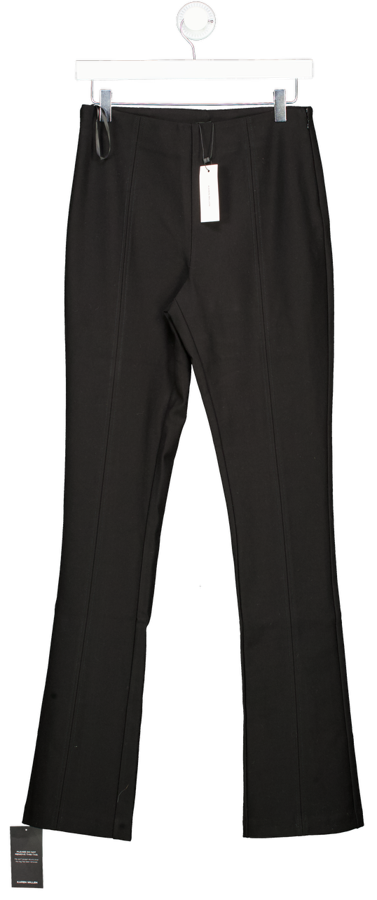 Karen Millen Black Ponte High Waisted Slit Detail Trouser UK S
