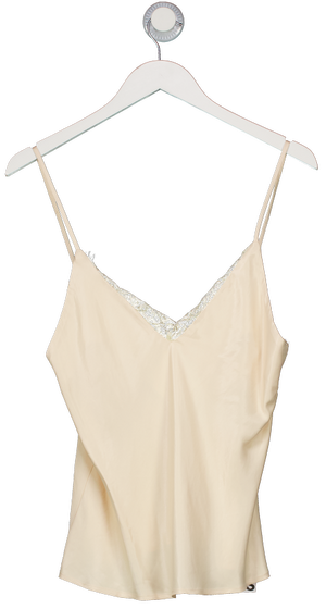 ASOS Cream Satin Plunge Cami Top UK 8