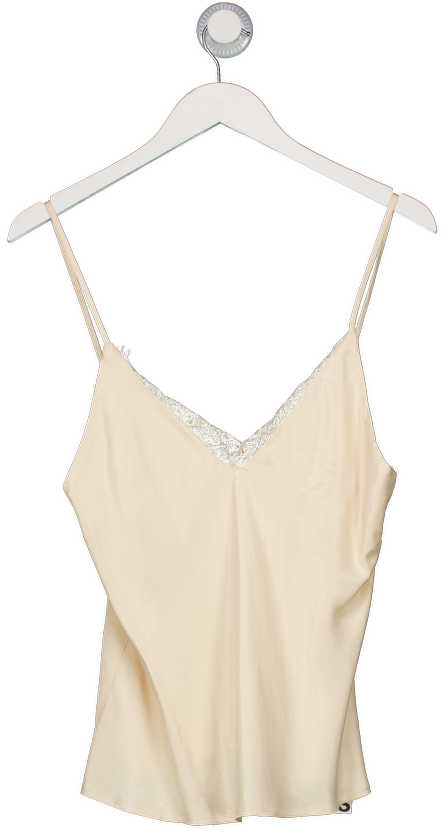 ASOS Cream Satin Plunge Cami Top UK 8