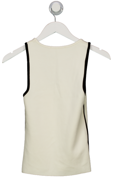 MANGO Cream Ecru Knitted Top With Contrast Details UK XS