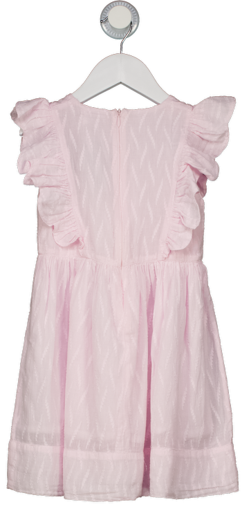 MORLEY Pink Ruffle Sleeve Embroidered Cotton Dress 3 Years