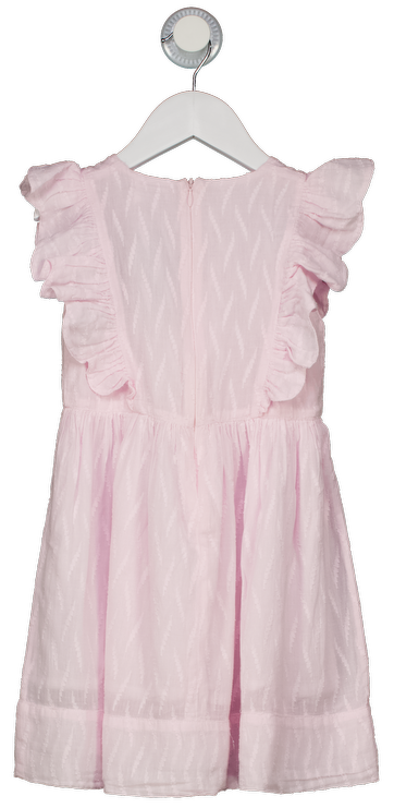 MORLEY Pink Ruffle Sleeve Embroidered Cotton Dress 4 Years