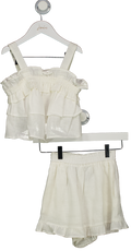 ZARA 2-piece Ivory White 100% Linen Ruffle Top And Shorts Set 8-9 Years