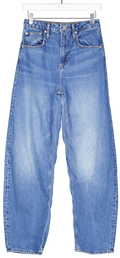 FRAME Blue Barrel-leg High-waist Slim Jeans In Stearnlee Clean W25