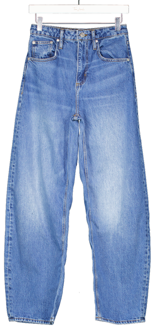 FRAME Blue Barrel-leg High-waist Slim Jeans In Stearnlee Clean W25