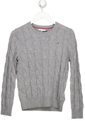 Tommy Hilfiger Grey Cable Knit Soft Wool Jumper UK S