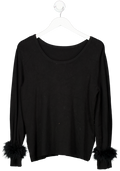 moonsoon Fern Feather Trim scoop back Jumper Black UK M