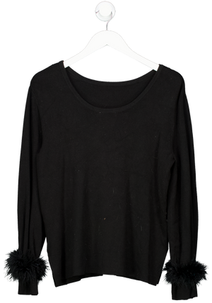 moonsoon Fern Feather Trim scoop back Jumper Black UK M