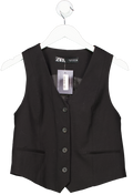 ZARA Black V Neck Button Up Sleeveless Waitcoat UK S