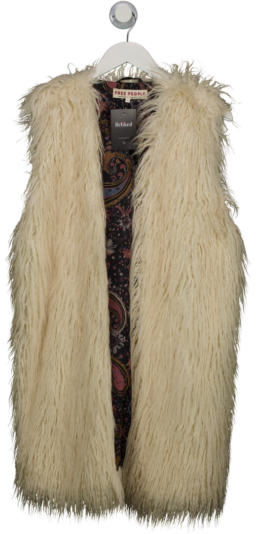 Free People Cream Belle Fur Vest UK M
