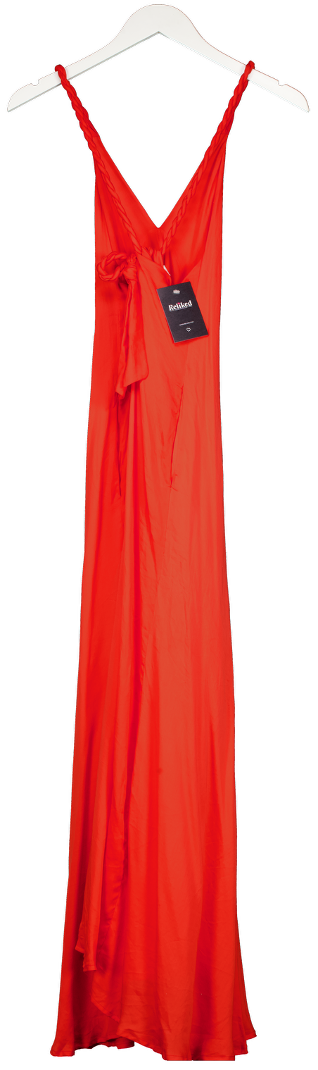 KALITA Red Strappy Lyocell Maxi Dress With Plaited Straps UK XS/S