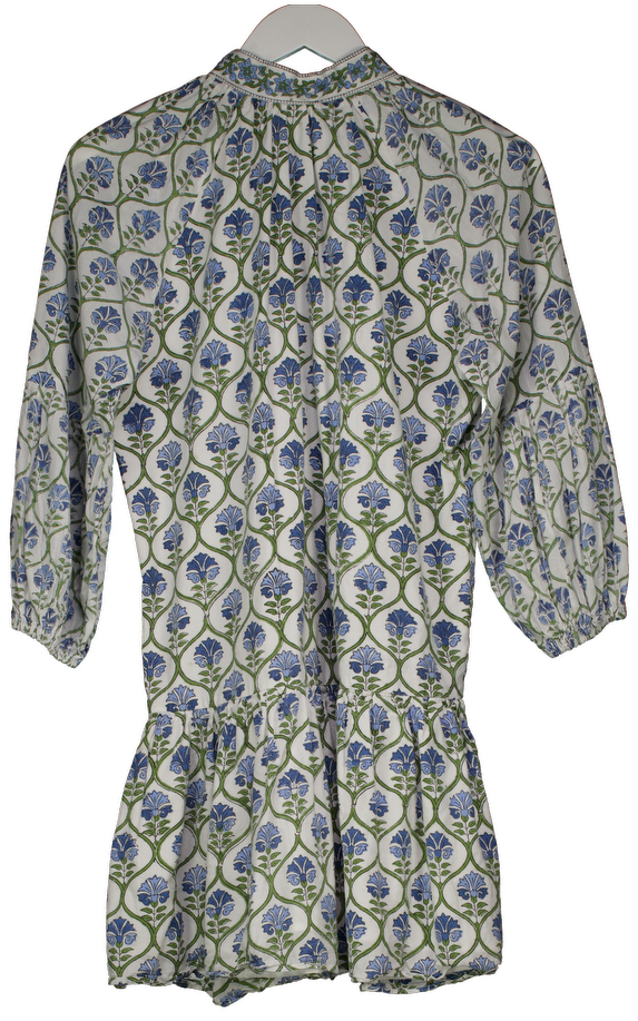 NEVE & NOOR White Mimi Dress In Floral Blue UK XS/S