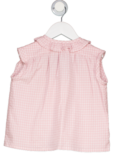 amaia london Pink Check Frill Collar Sleeveless Top 4 Years