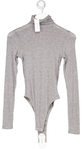 Karen Millen Grey Wool Blend Fine Knit High Neck Long Sleeve Bodysuit UK XS