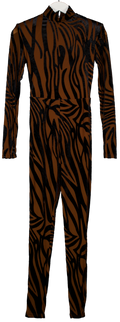 Karen Millen Brown Animal Stretch Velvet Devore High Neck Catsuit UK S