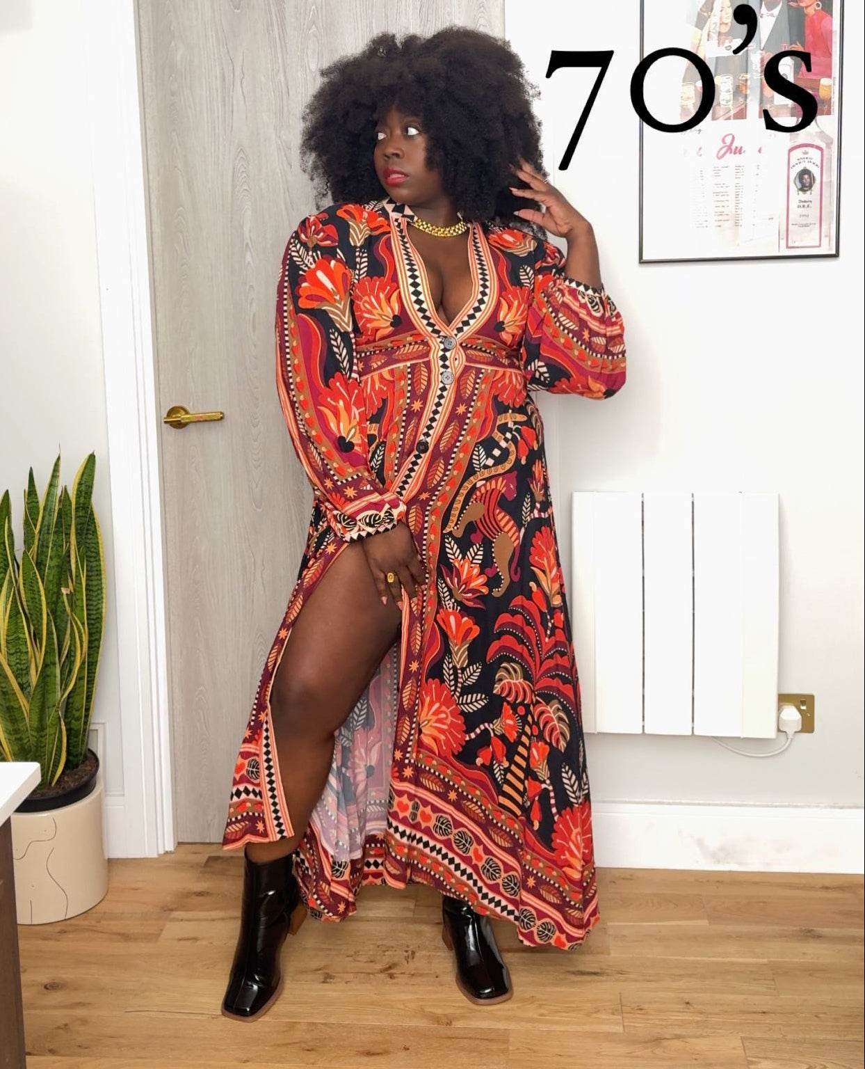 FARM RIO Nature Beauty Scarf Long Sleeve Maxi Dress UK XL