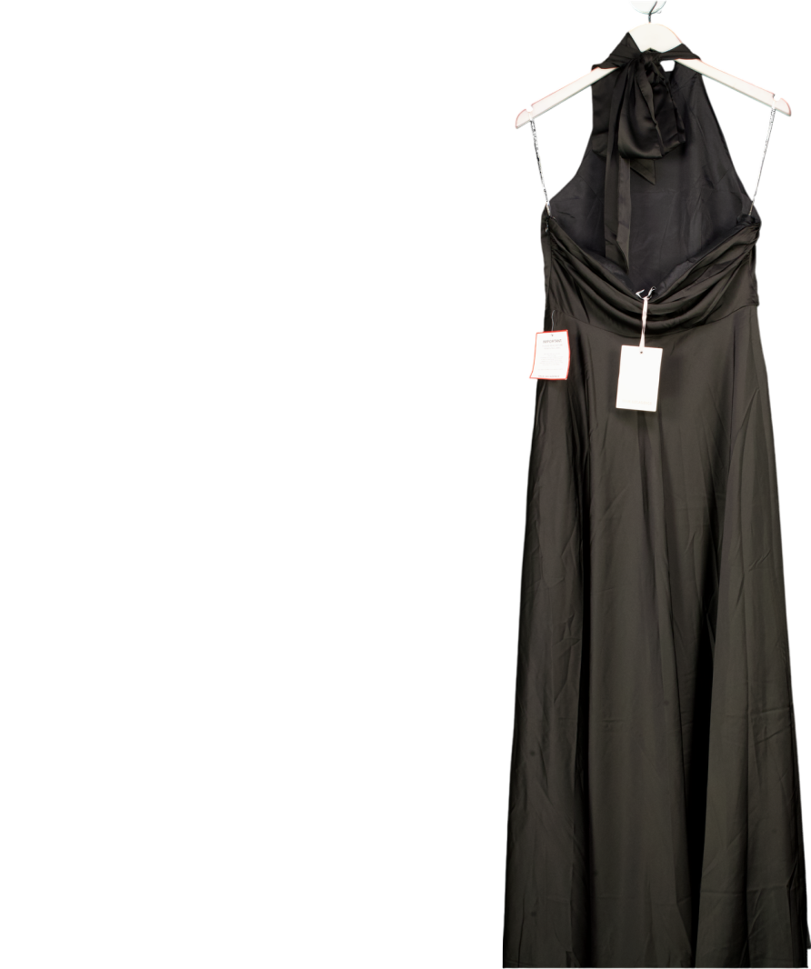 True Decadence Black Cleo Halterneck Bias-cut Maxi-dress UK 12