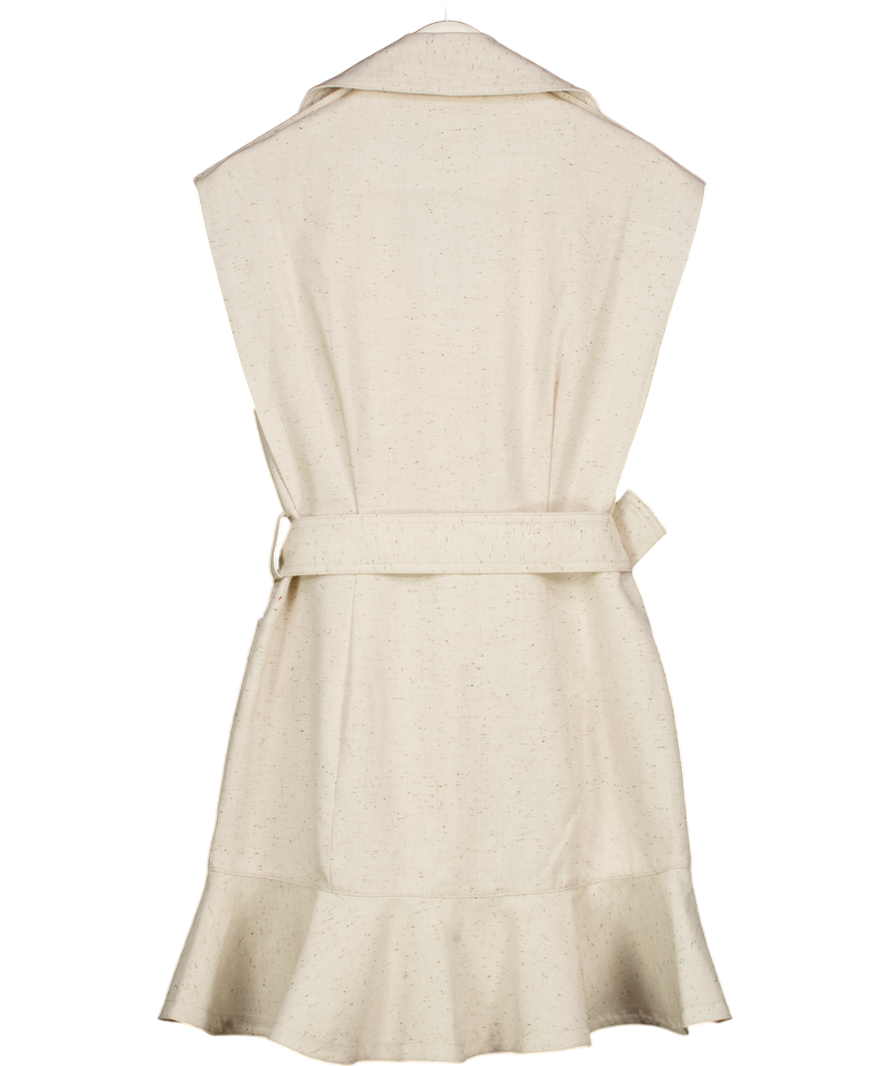 ACLER Beige Hanbury Belted Cotton-blend Belted Mini Trench Dress UK 12