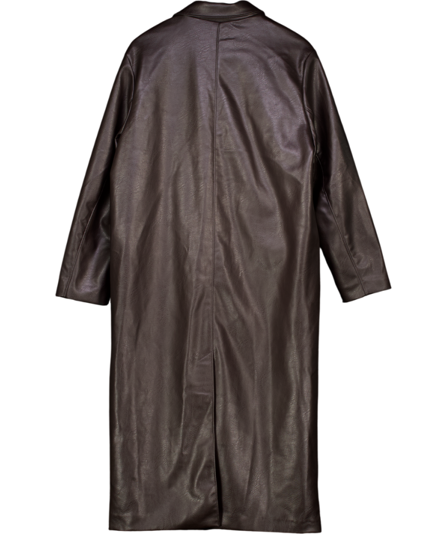 H&M Dark Brown Oversized Coated Coat UK S