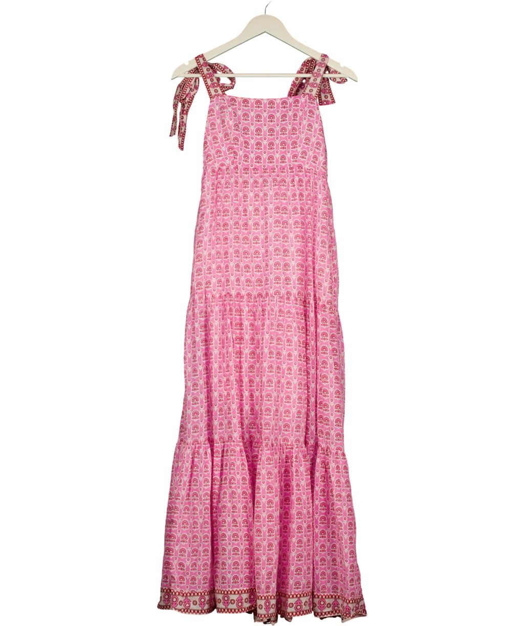 Aspiga Pink Tabitha Block Print Maxi Dress UK XS