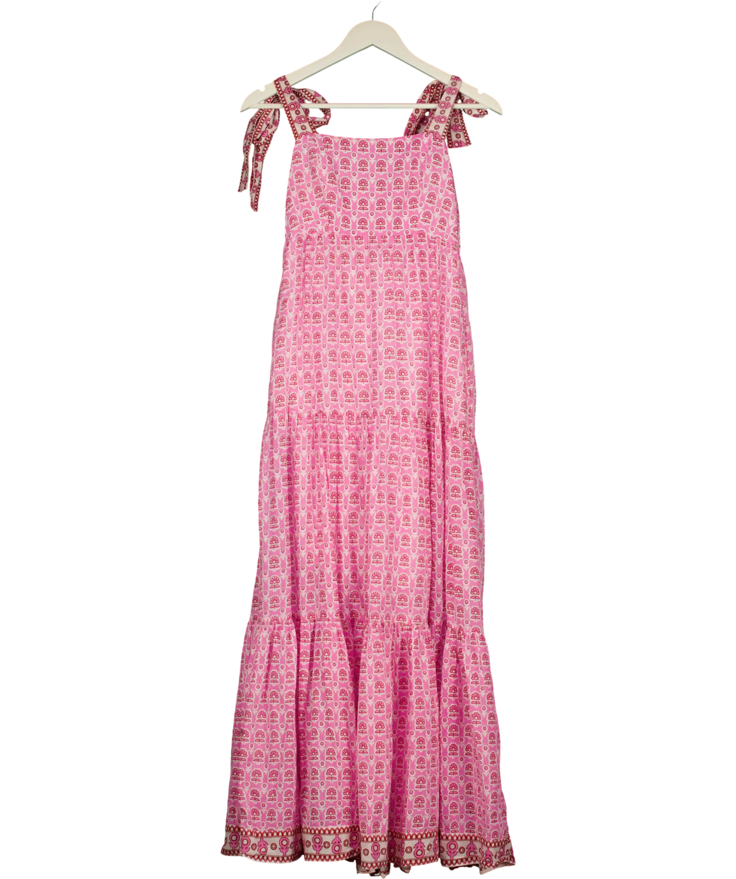 Aspiga Pink Tabitha Block Print Maxi Dress UK XS