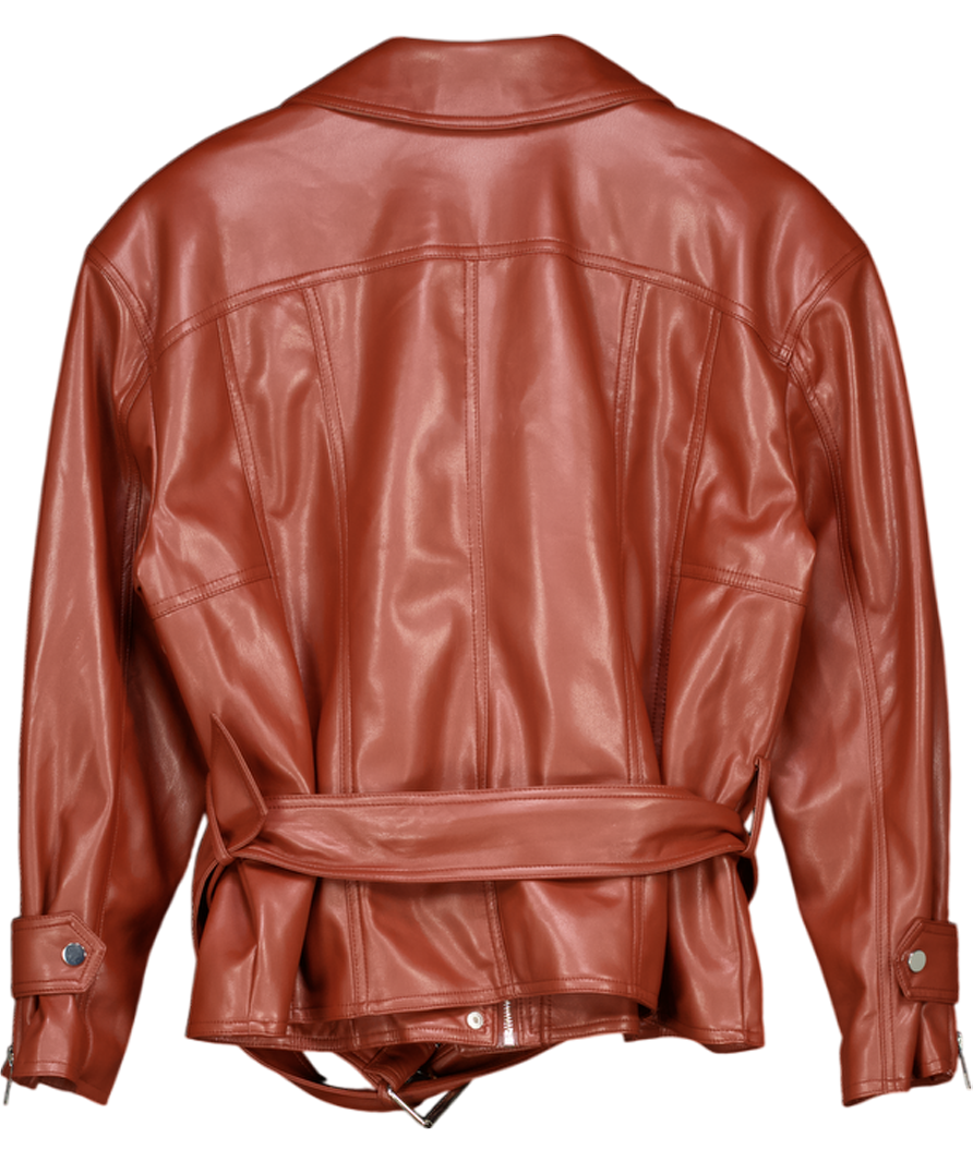 River Island Red Faux Leather Belted Jacket UK S