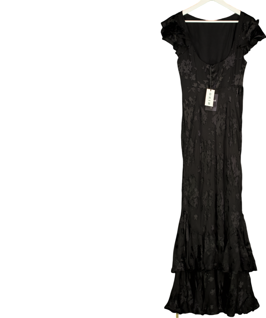 RIXO Ordinia Silk Gown - Bouquet Devoré Black UK 12