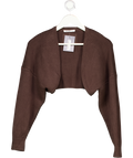 Bo + Tee Brown Ribbed-knit Cropped Shrug UK XS/S