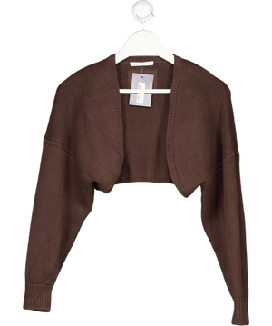 Bo + Tee Brown Ribbed-knit Cropped Shrug UK XS/S