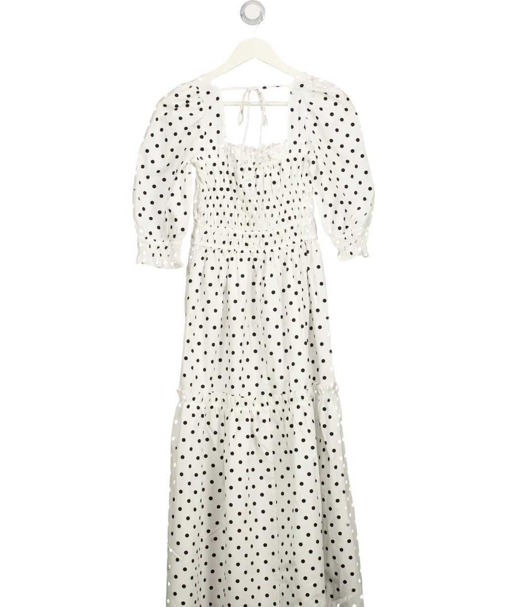 Topshop White / Black Spot Poplin Tiered Midi Dress Monochrome UK 6